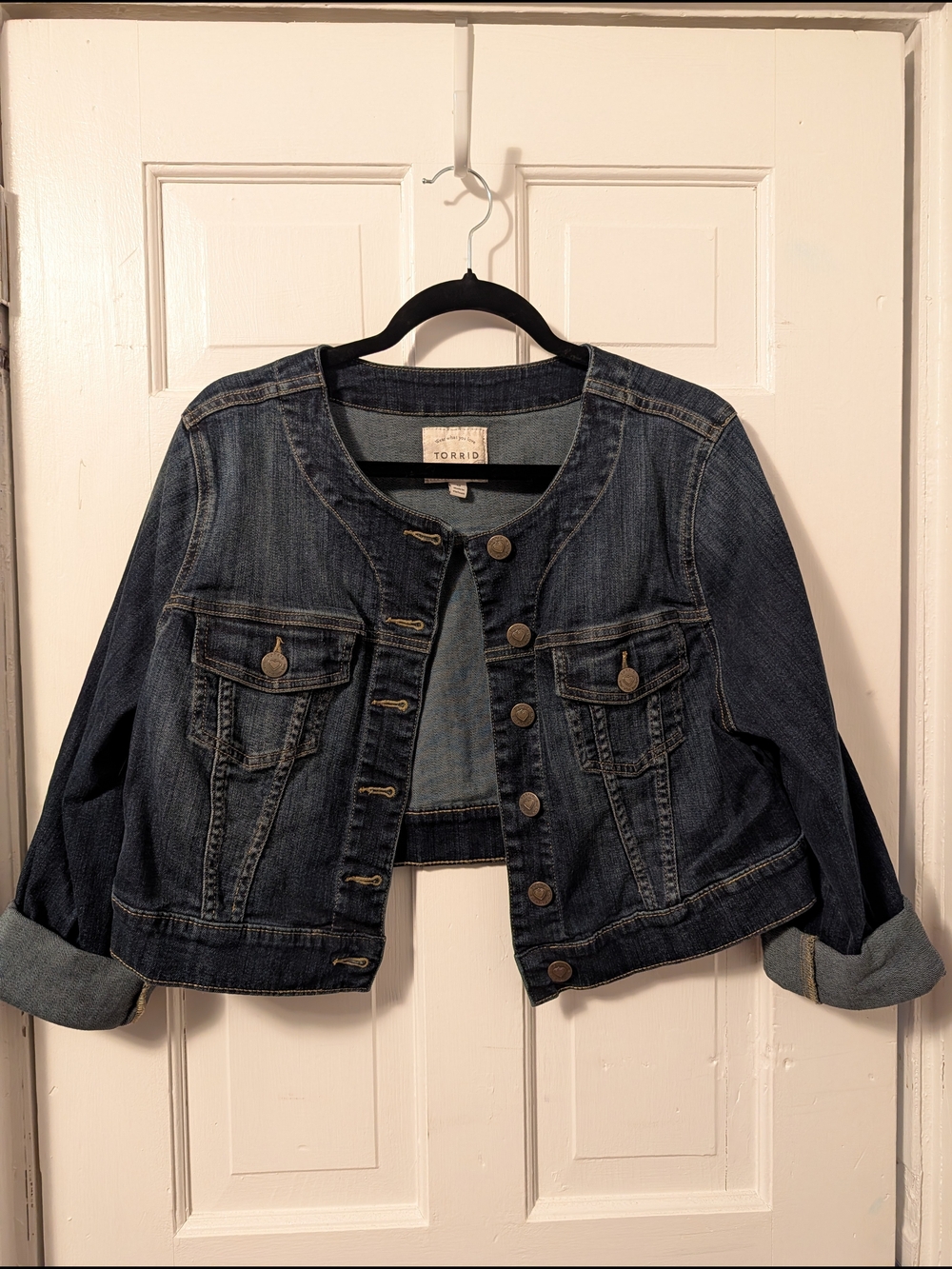 Torrid Dark Blue Denim Cropped Jacket